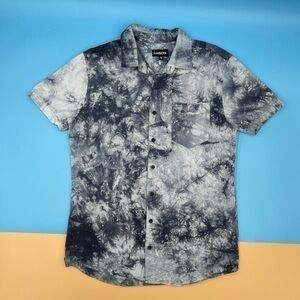 CARBON Tie-Dye Button Down Short Sleeve Shirt - Mens
